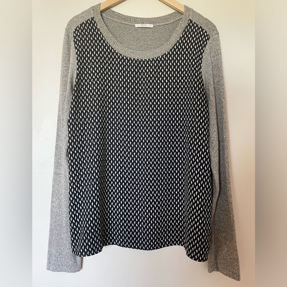 Le Lis StitchFix Gray Black Lightweight Sweater Diamond Pattern Casual Sz Large - Picture 2 of 8